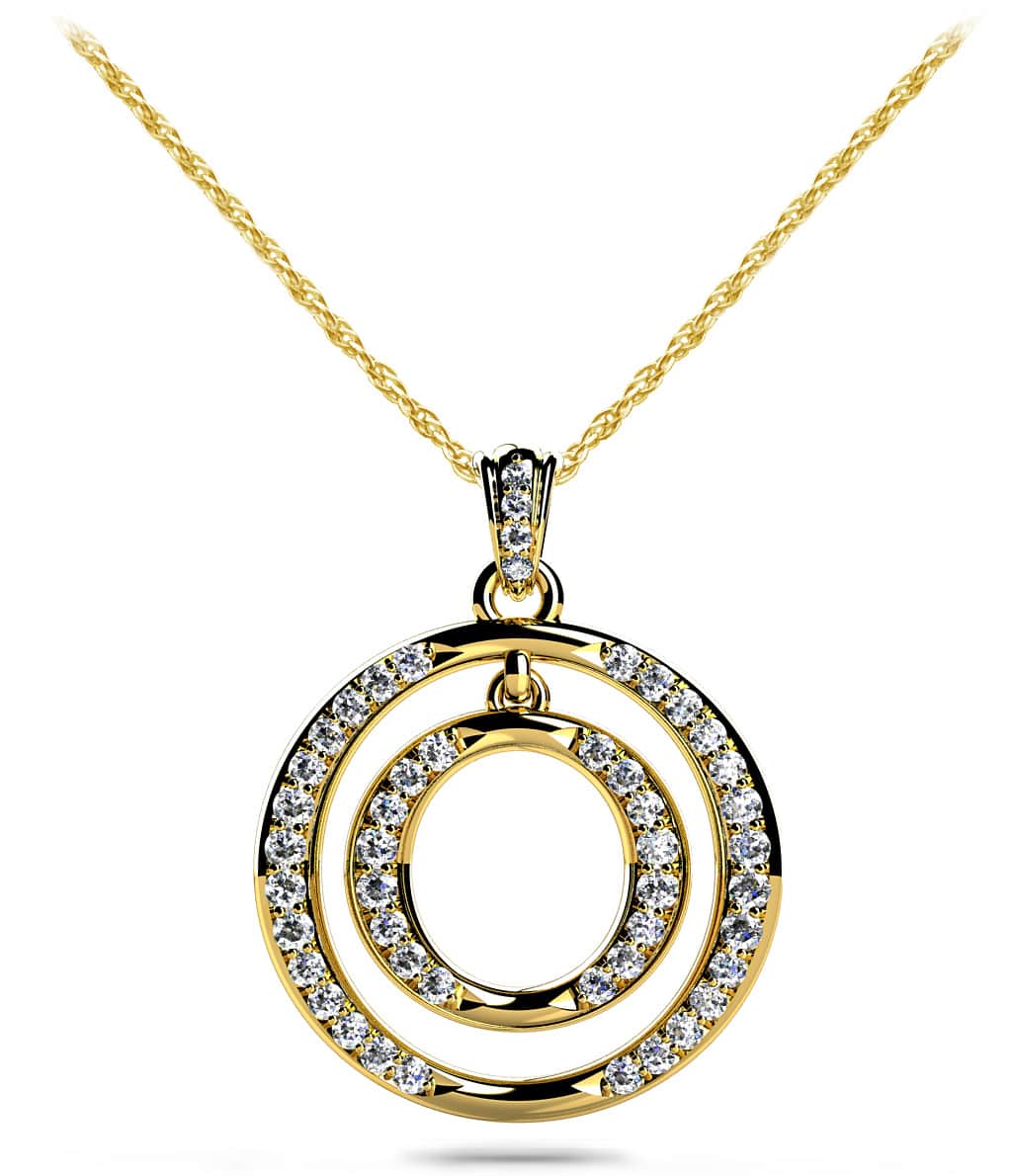 Double Drop Circle Diamond Pendant